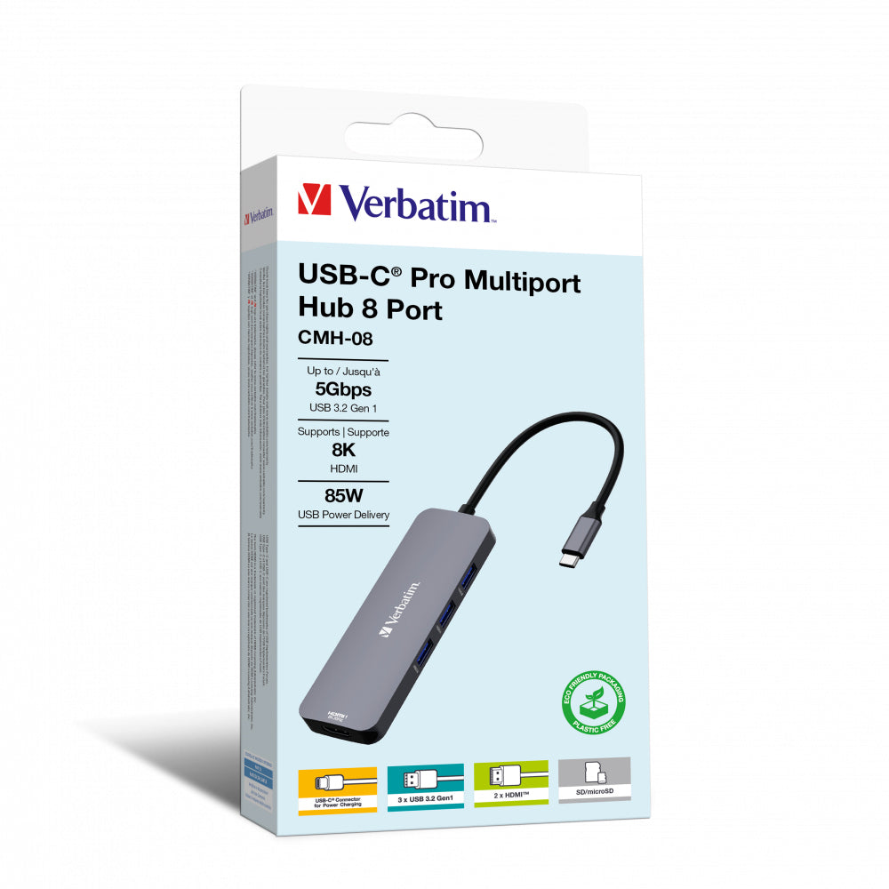 Verbatim CMH-08 USB Type-C 5000 Mbit/s Sølv