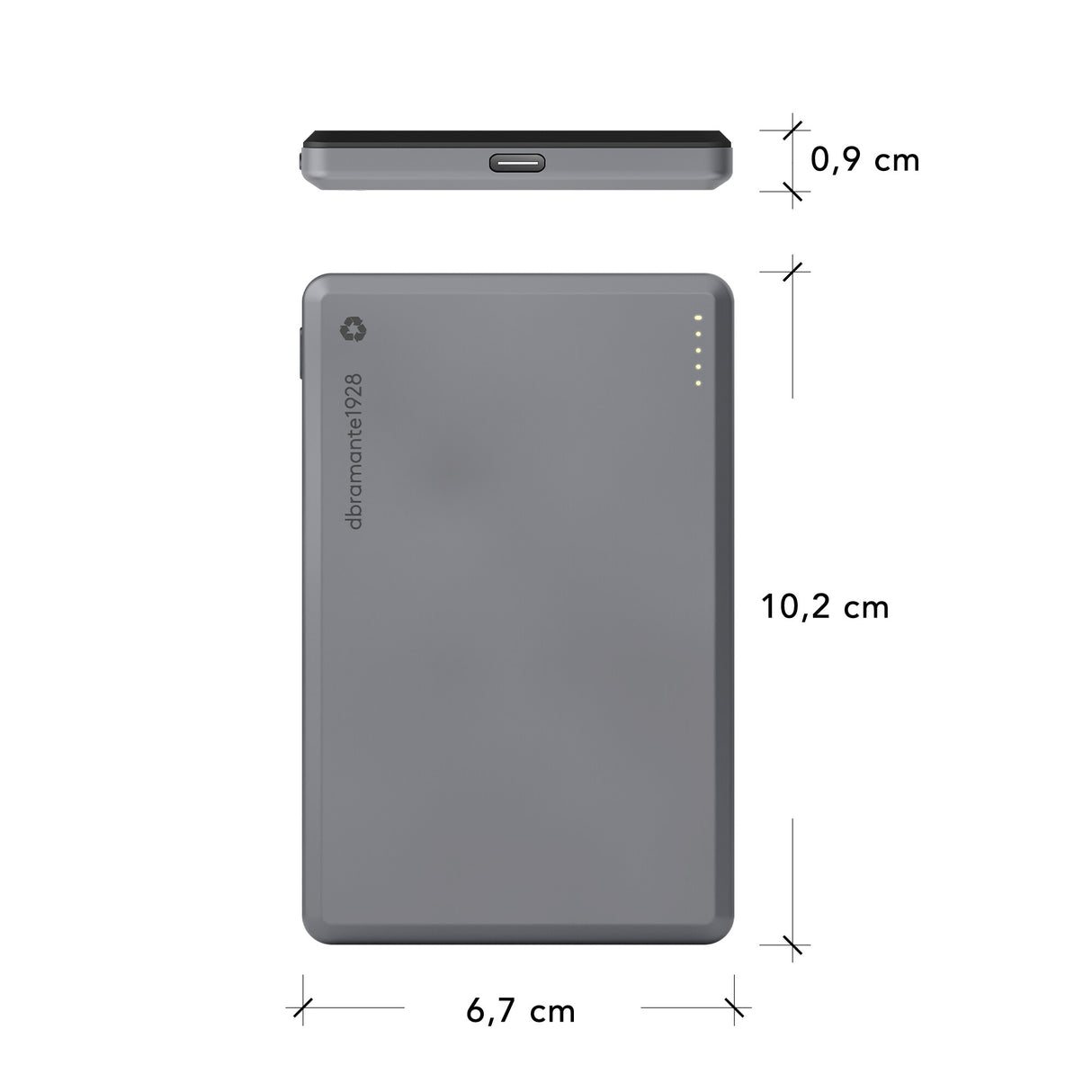 dbramante1928 CP05SLBL7177 powerbank 5000 mAh Trådløs opladning Grå