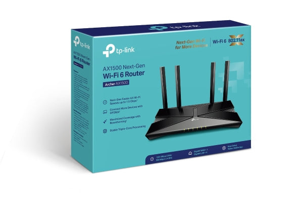 TP-Link Archer AX1500 trådløs router Gigabit Ethernet Dual-band (2,4 GHz / 5 GHz) Sort