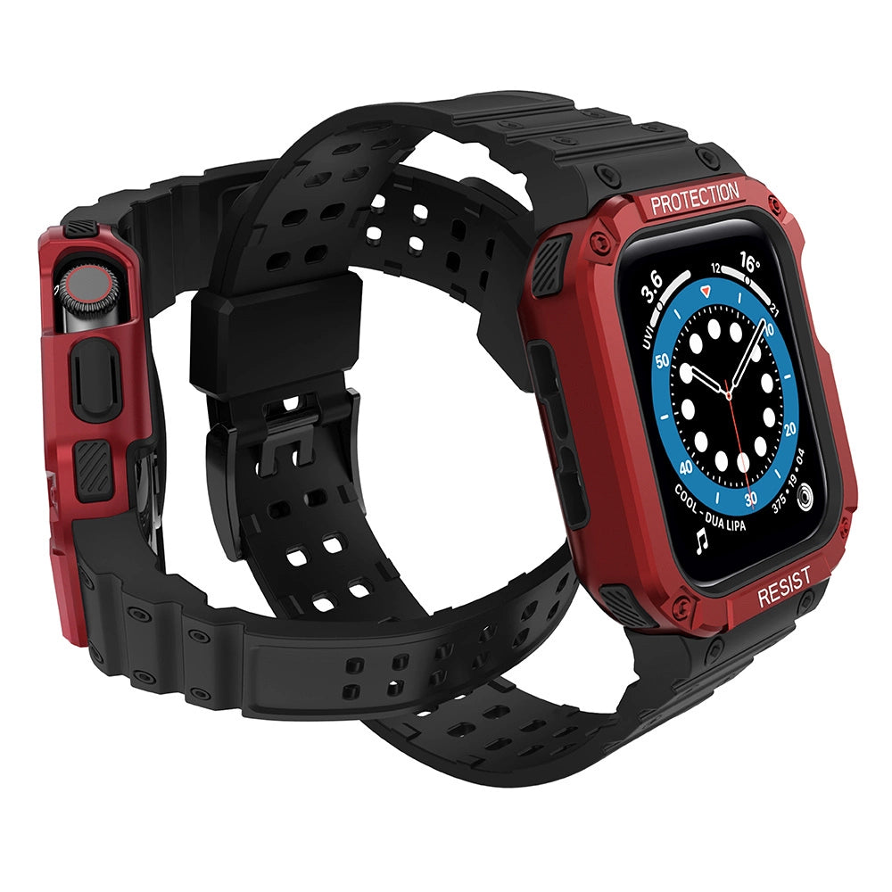 Beskyttsrem for Apple Watch 38/40/41 mm pansret bagrem - sort, rød