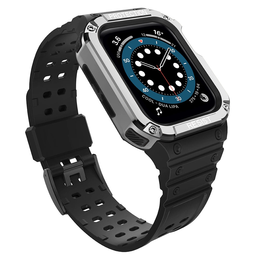 Beskyttelse Strap Band til Apple Watch 38/40/41mm Armored Case Strap - sort, sølv
