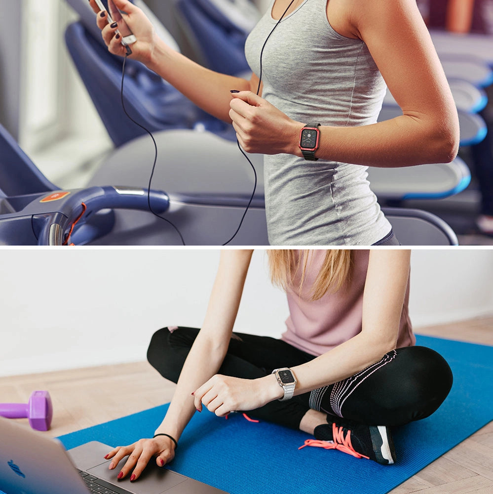 Beskyttelsesrem til Apple Watch 42/44/45 mm pansret bagrem - sort, blå