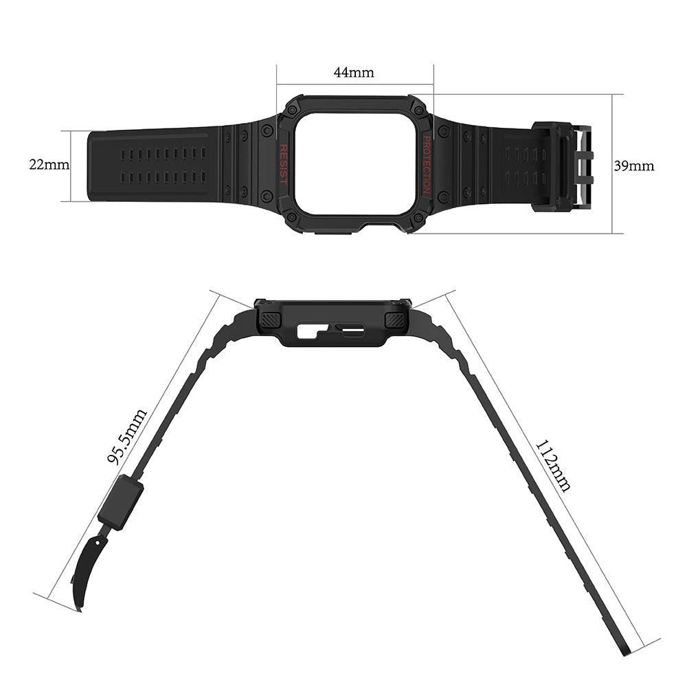 Beskyttelse Strap Band til Apple Watch 42/44/45mm Armored Case Strap - Grøn