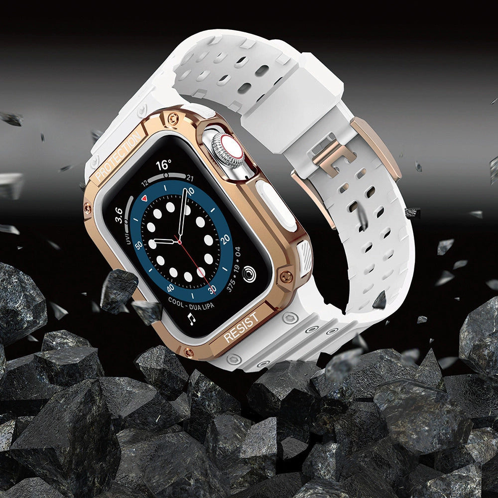 Beskyttelsesrem til Apple Watch 38/40/41 mm pansret bagrem - hvid, roséguld