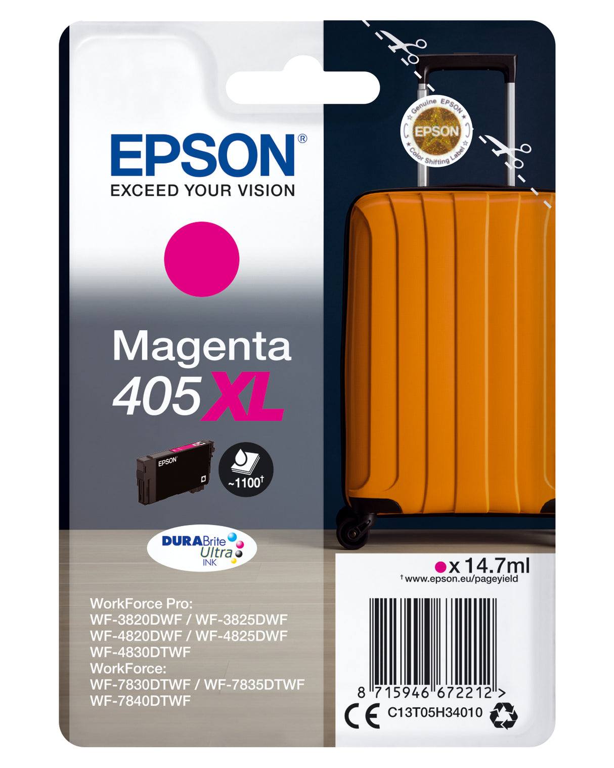 Epson 405XL DURABrite Ultra Ink blækpatron 1 stk Original Højt (XL) udbytte Magenta