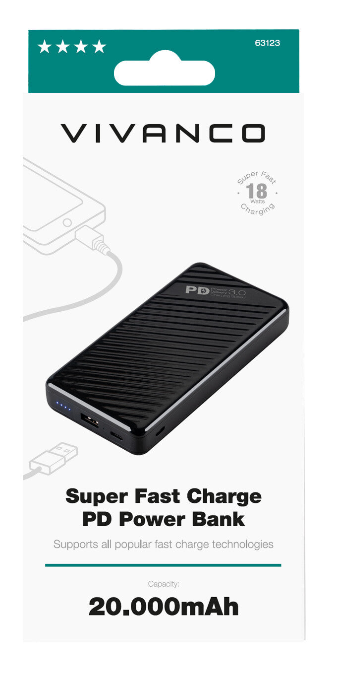 Vivanco Super Fast Car Charge PD Lithium-Ion (Li-Ion) 20000 mAh Sort