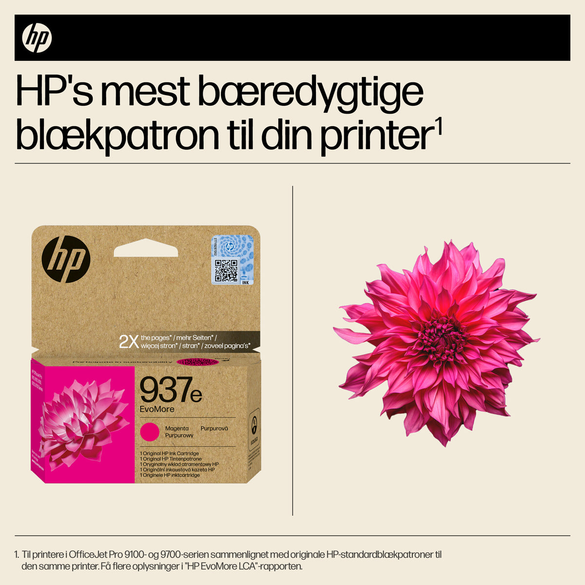 HP 937e EvoMore Magenta 1650 sider Blæk
