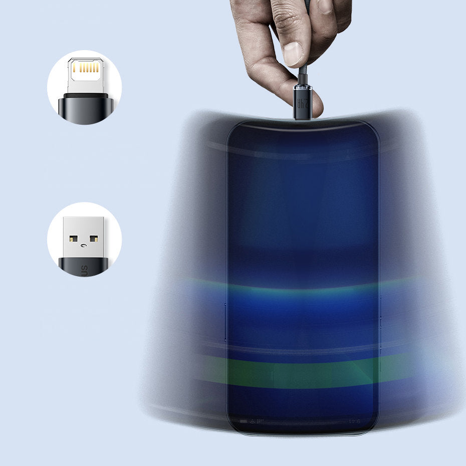 Baseus Crystal Shine Series cable USB cable for fast charging and data transfer USB Type A - Lightning 2.4A 2m purple (CAJY000105)