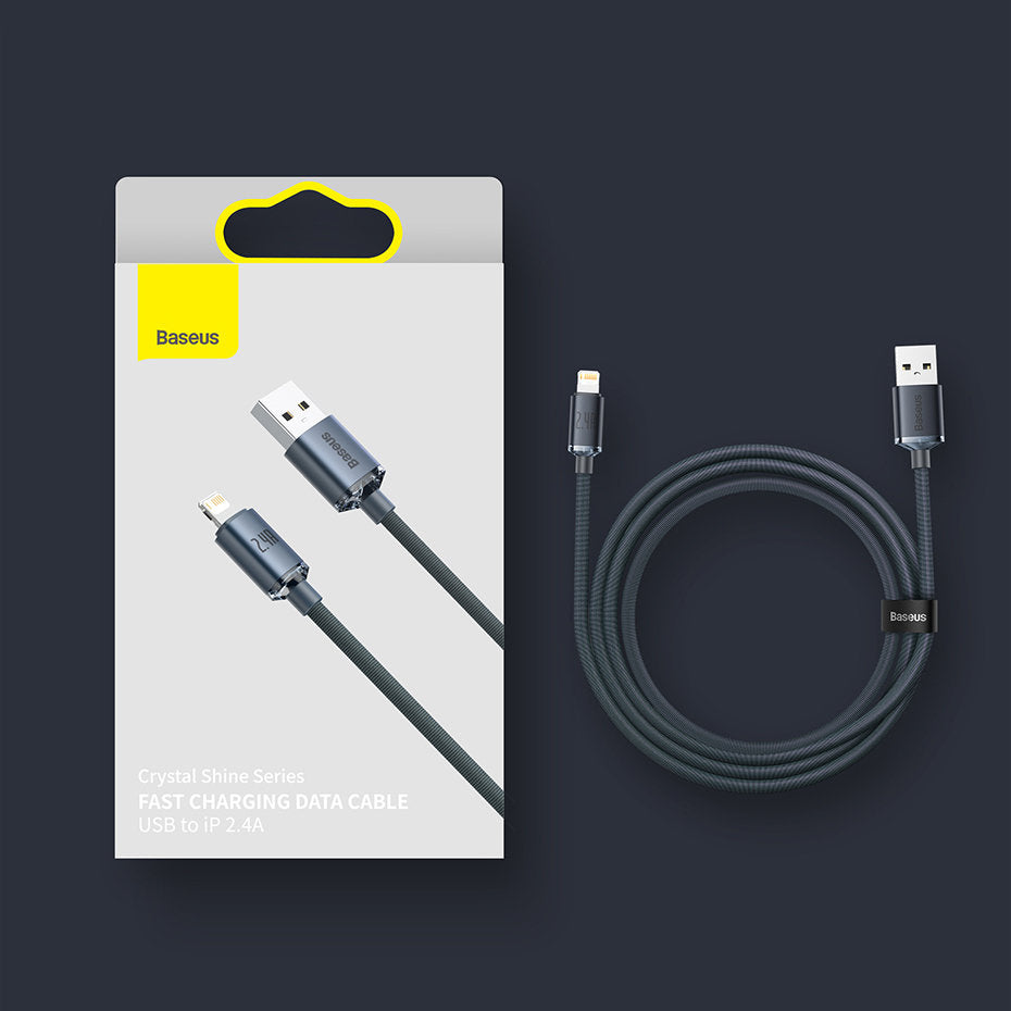 Baseus Crystal Shine Series cable USB cable for fast charging and data transfer USB Type A - Lightning 2.4A 2m purple (CAJY000105)