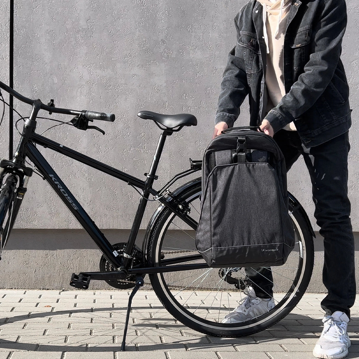 Wozinsky cykel bager taske, cykel rygsæk med ramme, 2in1, 40l, sort (WBB33BK)