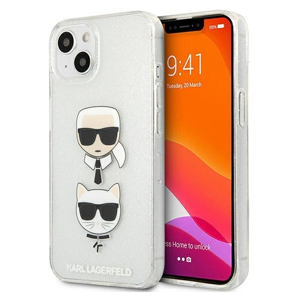 Karl Lagerfeld Glitter Karl's & Choupette Head case for iPhone 13 mini - silver