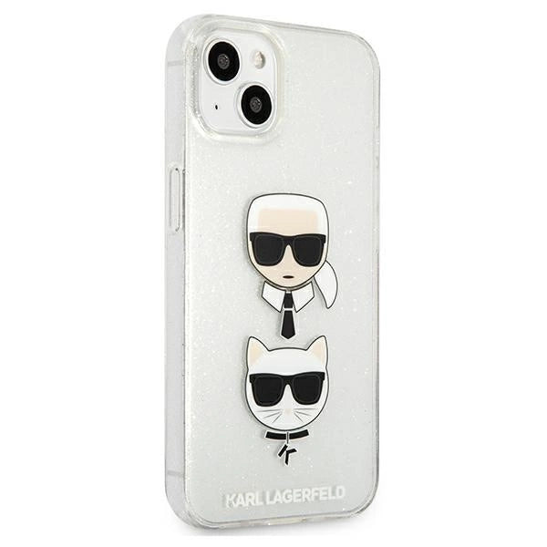 Karl Lagerfeld Glitter Karl's & Choupette Head case for iPhone 13 mini - silver