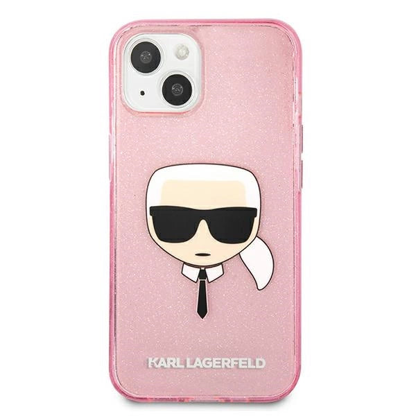 Karl Lagerfeld Glitter Karl's Head Case for iPhone 13 mini - Pink