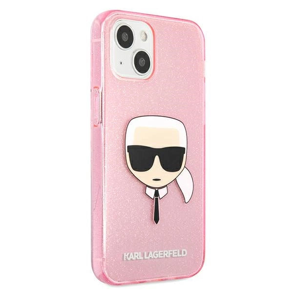 Karl Lagerfeld Glitter Karl's Head Case for iPhone 13 mini - Pink