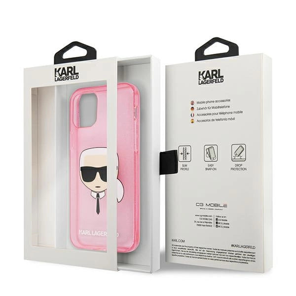 Karl Lagerfeld Glitter Karl's Head Case for iPhone 13 mini - Pink