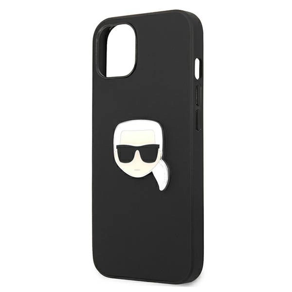 Karl Lagerfeld Leather Ikonik Karl's Head Metal Case for iPhone 13 mini - Black