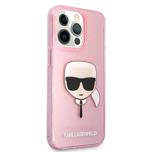 Karl Lagerfeld Glitter Karl's Head Case for iPhone 13 Pro Max - Pink