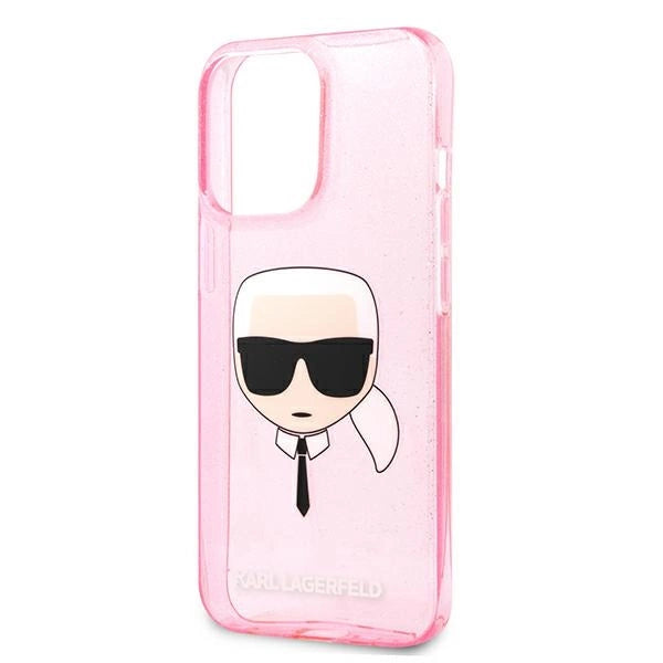 Karl Lagerfeld Glitter Karl's Head Case for iPhone 13 Pro Max - Pink