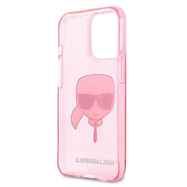 Karl Lagerfeld Glitter Karl's Head Case for iPhone 13 Pro Max - Pink