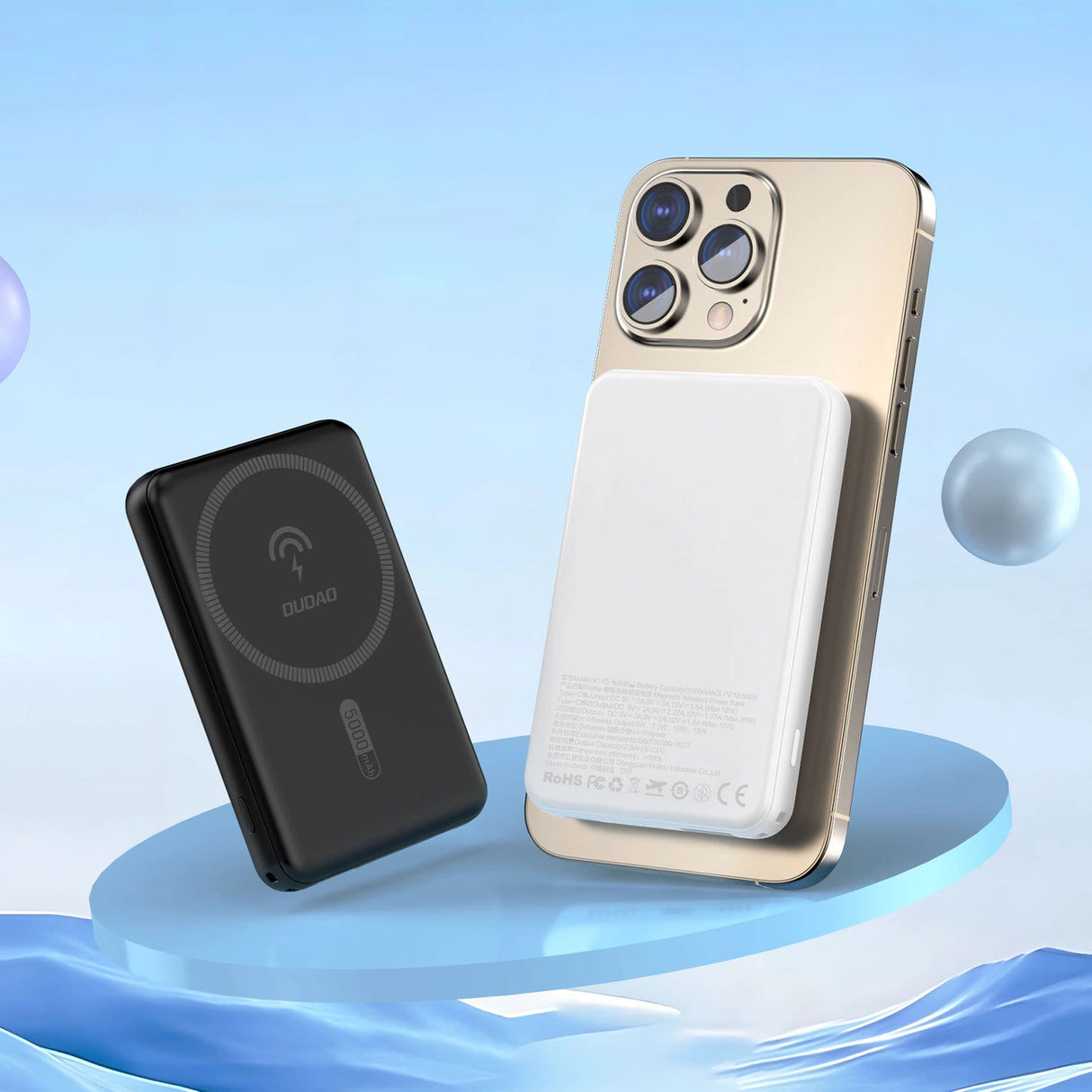 Dudao K14S USB-C / MagSafe trådløs powerbank 20W 5000mAh - sort