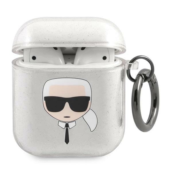 Karl Lagerfeld Glitter Karl's Head case for AirPods 1/2 - silver