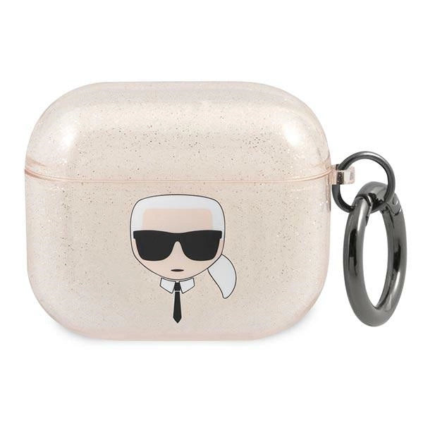Karl Lagerfeld Glitter Karl's Head Case for AirPods 3 - Gold