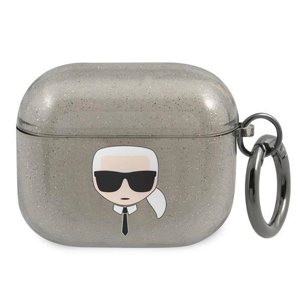 Karl Lagerfeld Glitter Karl's Head Case for AirPods 3 - Black