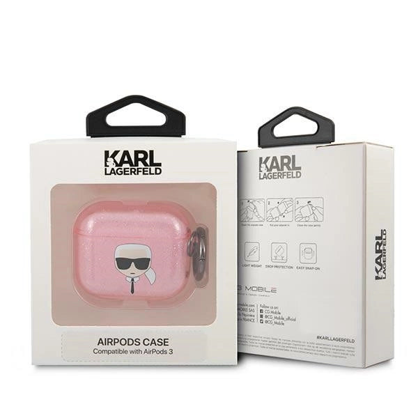 Karl Lagerfeld Glitter Karl's Head Case for AirPods 3 - Pink