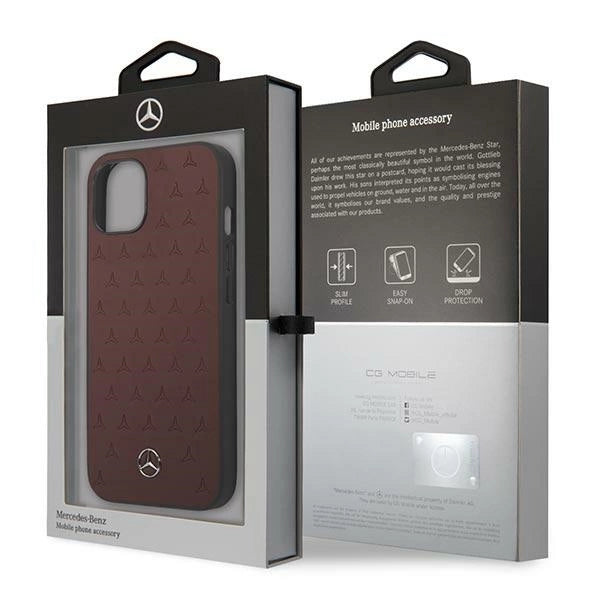 Mercedes MEHCP13SPSQRE iPhone 13 mini 5,4" rød/rød hårdkasse Læder Stars mønster