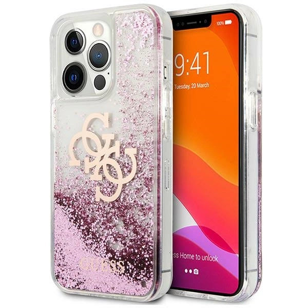Guess GUHCP13XLG4GPI iPhone 13 Pro Max 6.7" pink/pink hardcase 4G Big Liquid Glitter