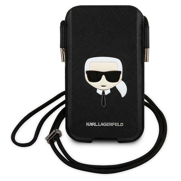 Karl Lagerfeld Saffiano Ikonik Karl's Head Handbag - Black