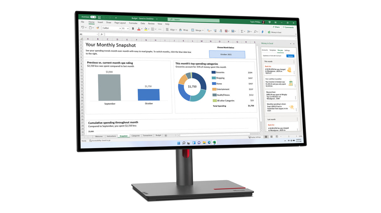 Lenovo ThinkVision P27h-30 computerskærm 68,6 cm (27") 2560 x 1440 pixel Quad HD LCD Sort