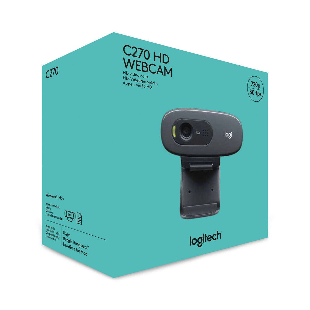 Logitech C270 HD webcam 3 MP 1280 x 720 pixel USB Grå, Mørkegrå