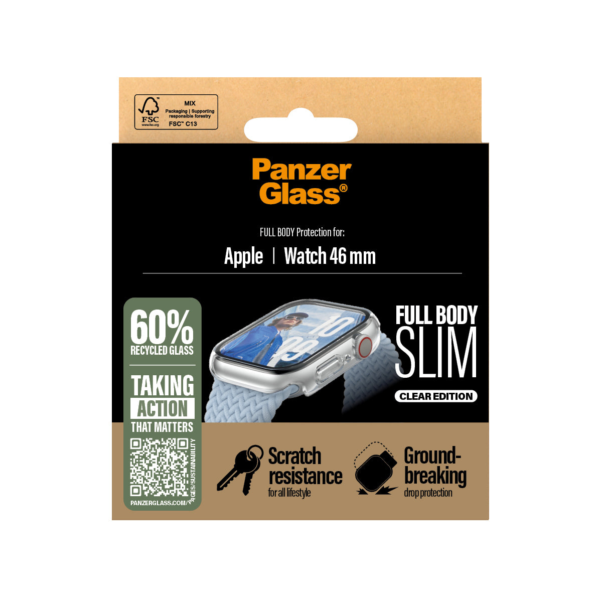 PanzerGlass Apple Watch Series 10 46mm - Screen Protector - Snappie Full Body Slim Transparent
