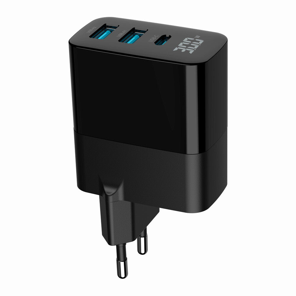 Gembird TA-UC-PDQC30LCD-BK-02 oplader til mobil enhed Universel Sort Vekselstrøm Hurtig opladning Indendørs