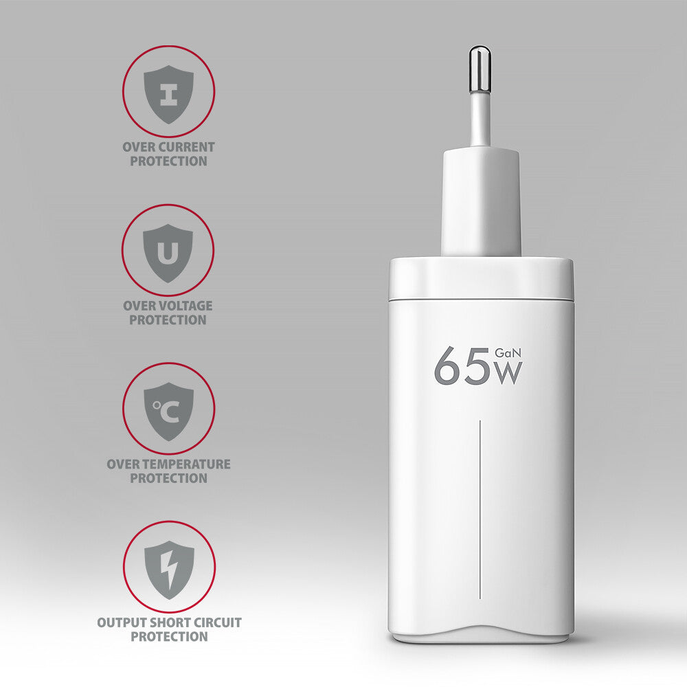 Axagon ACU-DPQ65W oplader til mobil enhed Mobiltelefon, Netbook, Laptop, Smartphone, SmartWatch, Tablet, Universel Hvid Vekselstrøm Hurtig opladning Indendørs
