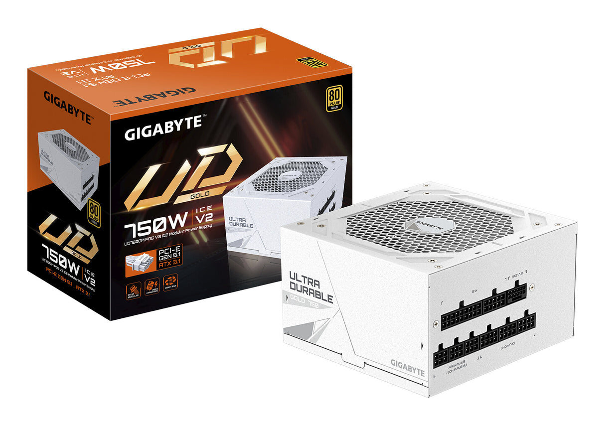 GIGABYTE UD750GM PG5 V2 ICE enhed til strømforsyning 750 W 20+4 pin ATX ATX Hvid