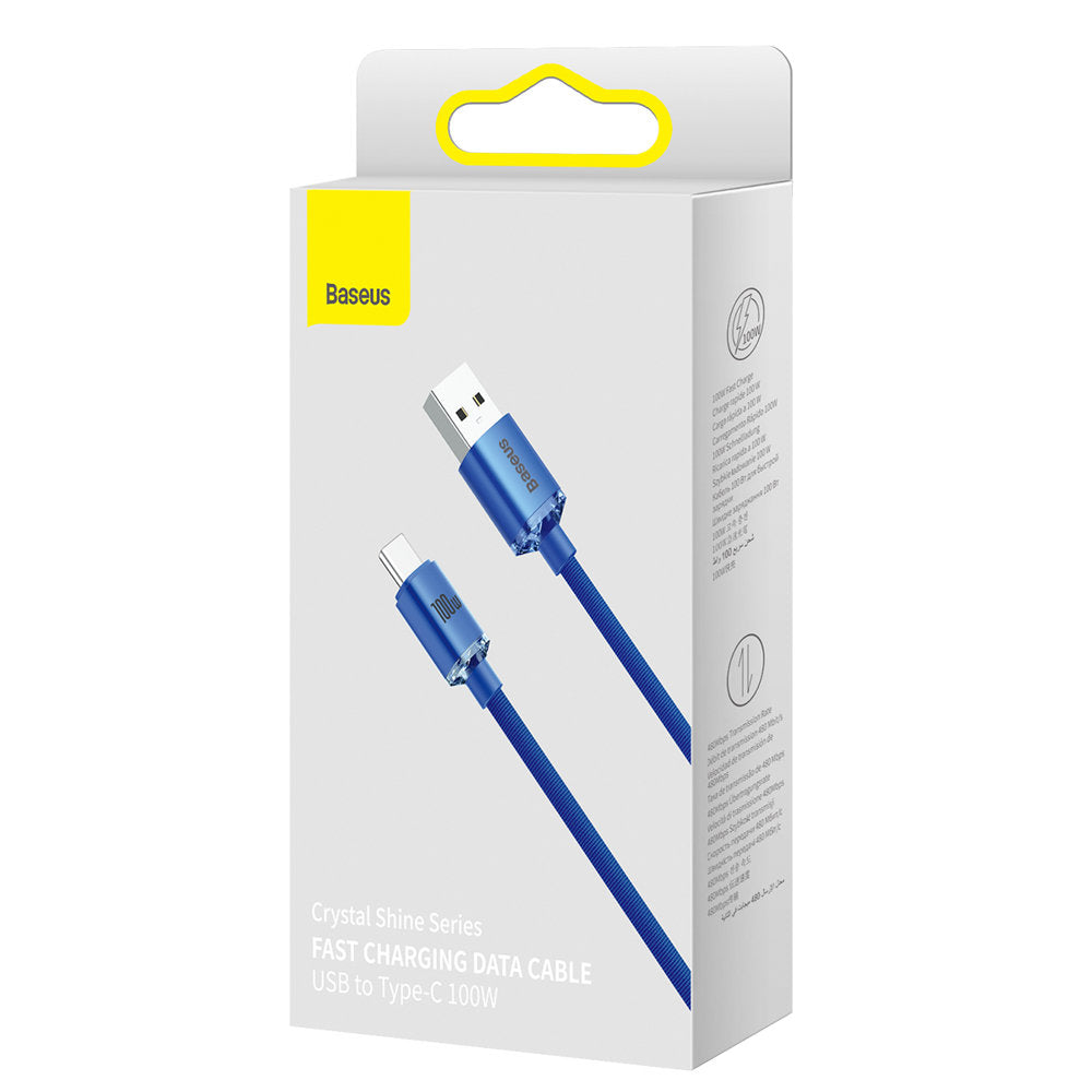 Baseus Crystal Shine Series kabel USB-kabel til hurtig opladning og dataoverførsel USB Type A - USB Type C 100W 1,2m blå (CAJY000403)