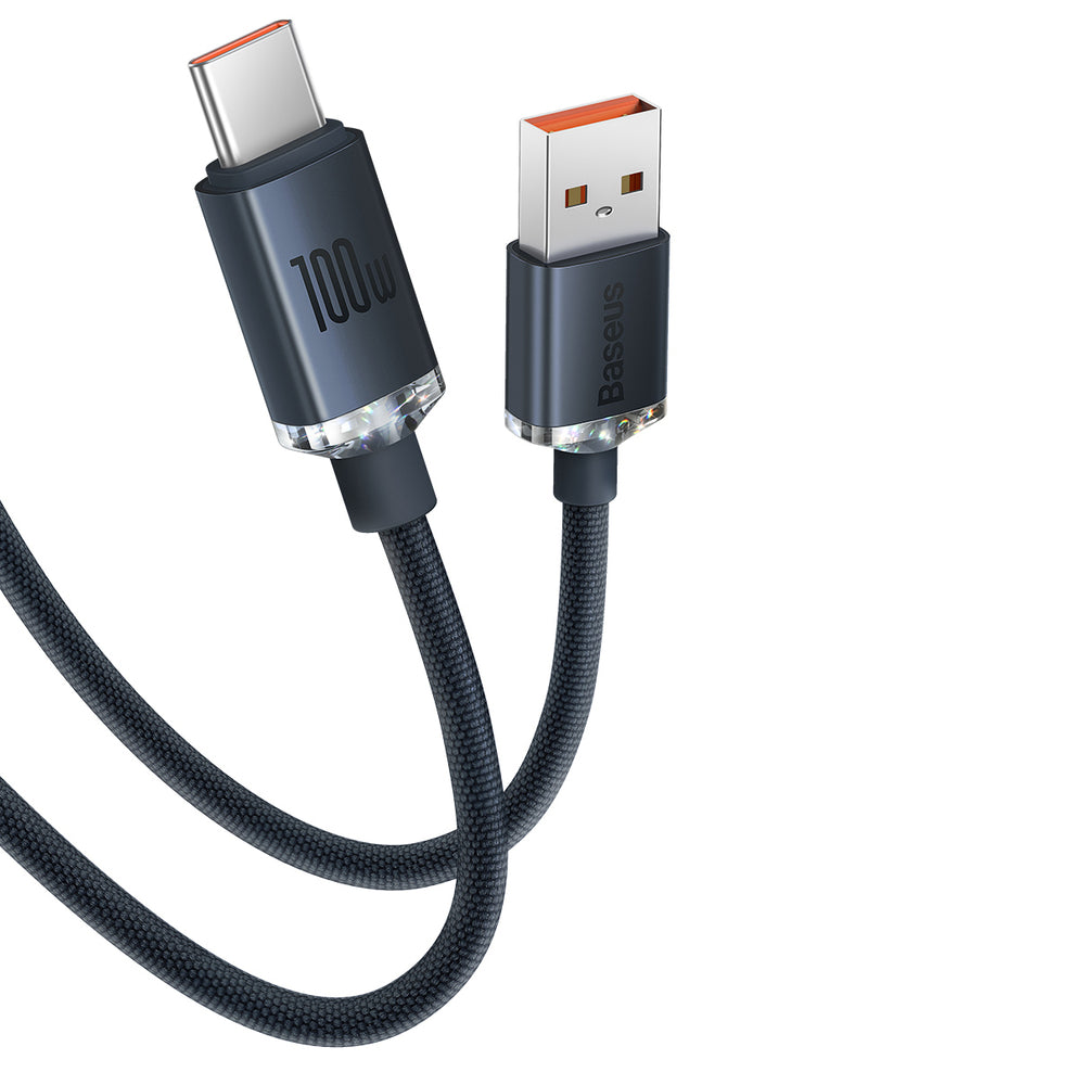 Baseus Crystal Shine Series kabel USB-kabel til hurtig opladning og dataoverførsel USB Type A - USB Type C 100W 1,2m blå (CAJY000403)