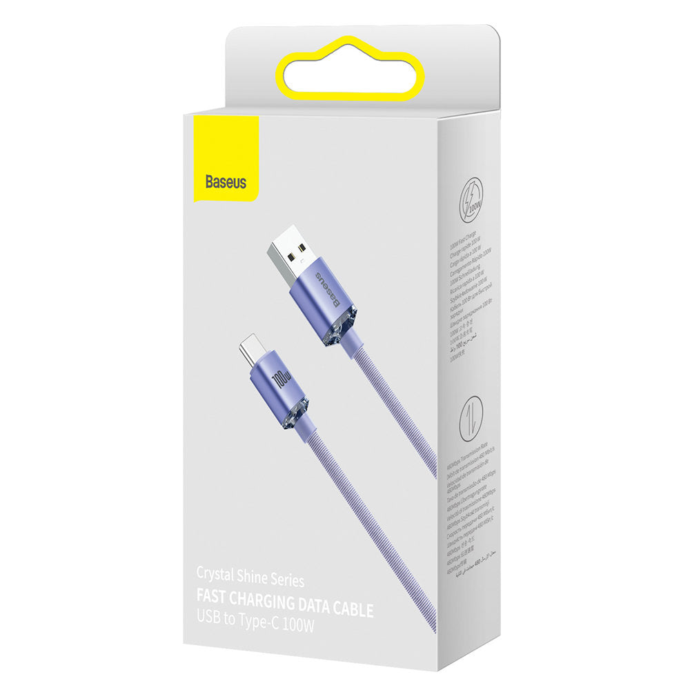 Baseus Crystal Shine Series cable USB cable for fast charging and data transfer USB Type A - USB Type C 100W 1.2m purple (CAJY000405)