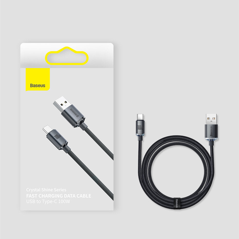 Baseus Crystal Shine Series cable USB cable for fast charging and data transfer USB Type A - USB Type C 100W 1.2m purple (CAJY000405)