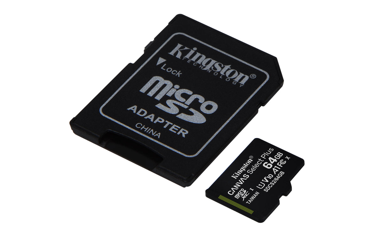 Kingston Technology 64 GB micSDXC Canvas Select Plus 100R A1 C10-kort + ADP