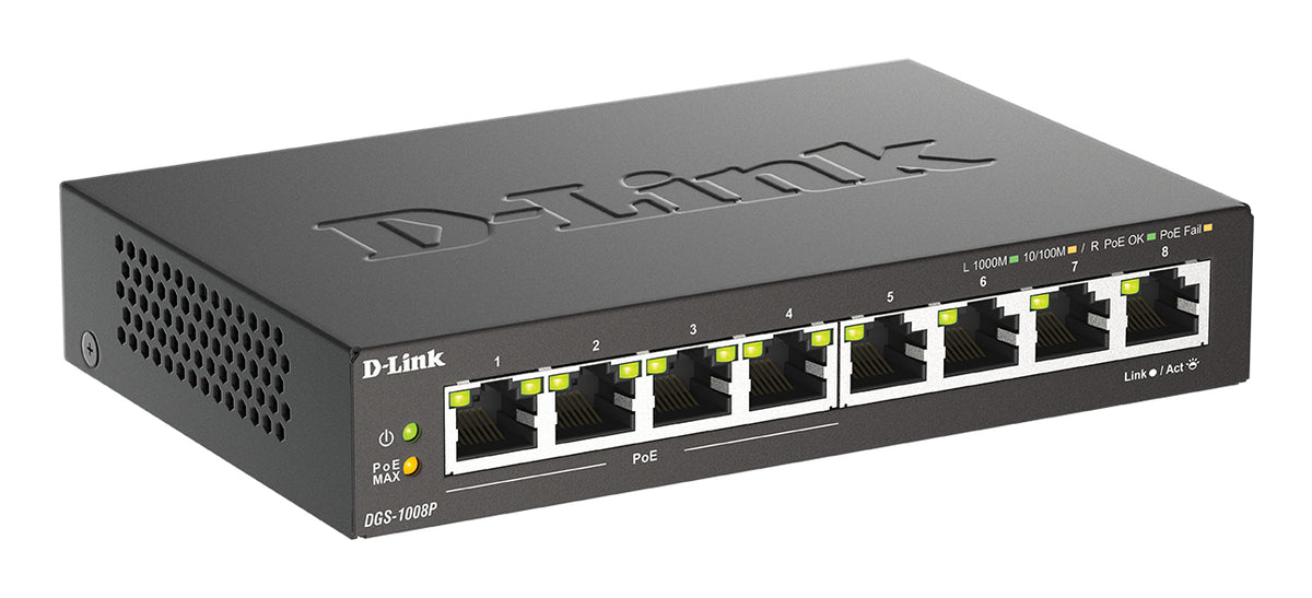 D-LINK 8-port 10/100/1000 Desktop Switch w/ 4 PoE Ports