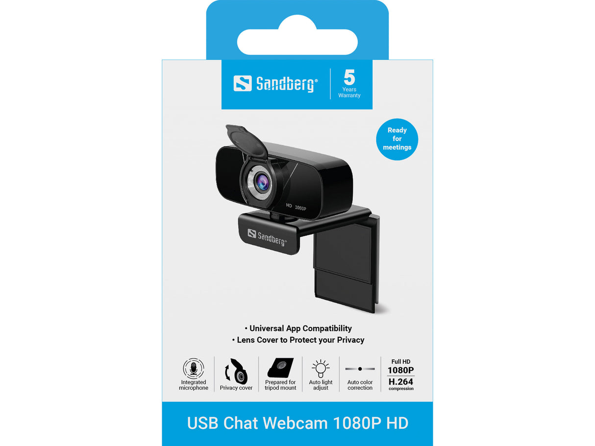 Sandberg 134-15 webcam 2 MP 1920 x 1080 pixel USB 2.0 Sort
