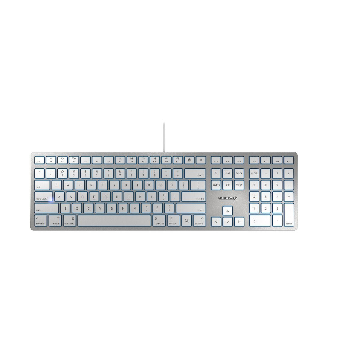 CHERRY KC 6000 SLIM FOR MAC tastatur Kontor USB QWERTY Nordisk Sølv