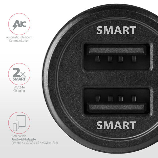 Axagon PWC-5V5 oplader til mobil enhed Mobiltelefon, Smartphone, Tablet, Universel Sort Cigartænder Hurtig opladning Automatisk
