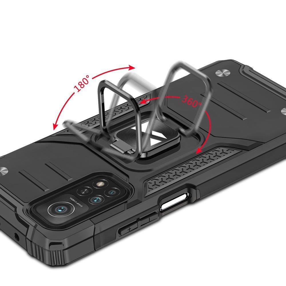 Wozinsky Ring Armor Tough Hybrid Case Cover + Magnetisk Mount Mi Poco M4 Pro 5G / Redmi Note 11 5G (Kina) / Redmi Note 11T 5G / Redmi Note 11S 5G sort