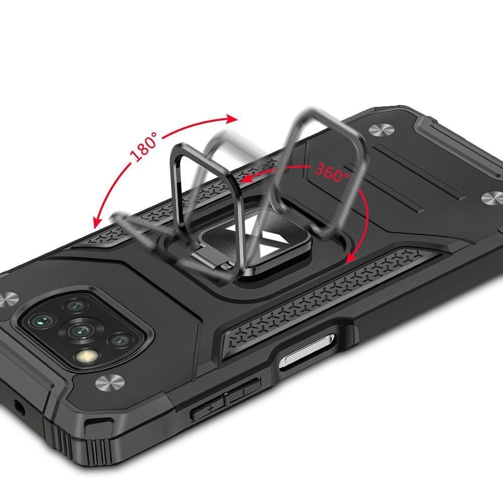 Wozinsky Ring Armor robust hybrid case cover + magnetisk holder til Samsung Galaxy A03s sort