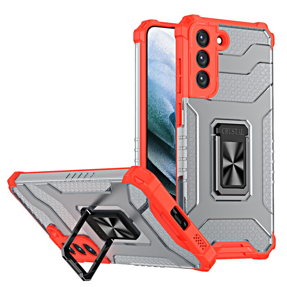 Crystal Ring Case robust hybrid cover + magnetisk holder til Samsung Galaxy S22 + (S22 Plus) rød