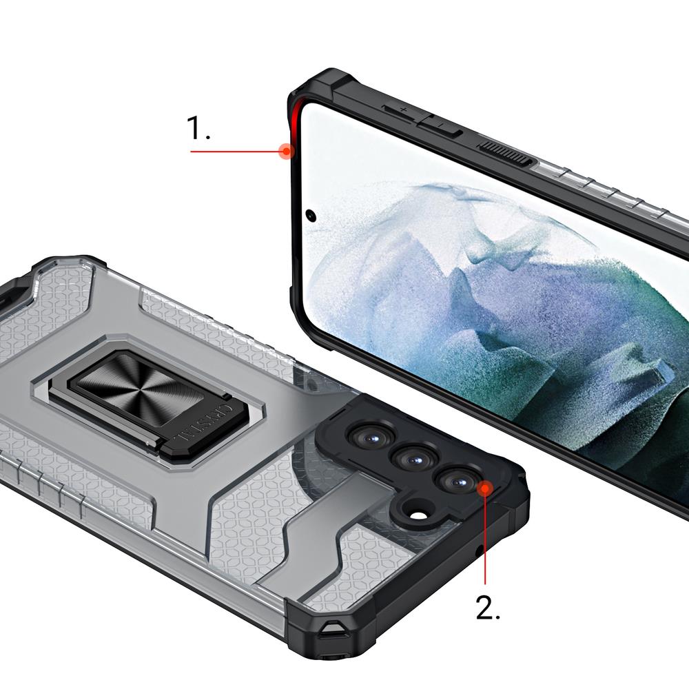Crystal Ring Case robust hybrid cover + magnetisk holder til Samsung Galaxy S22 + (S22 Plus) rød